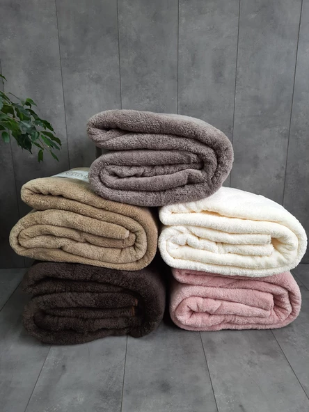 Aurora Krem Çift Kişilik Welsoft Peluş Battaniye - Resim 2