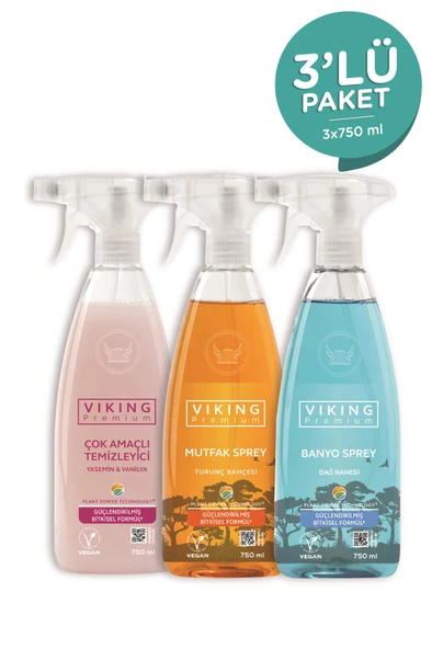 Premium 3'lü (Çok Amaçlı ,Mutfak,Banyo) Paket 750 ml X 3 Adet ürün görseli 1