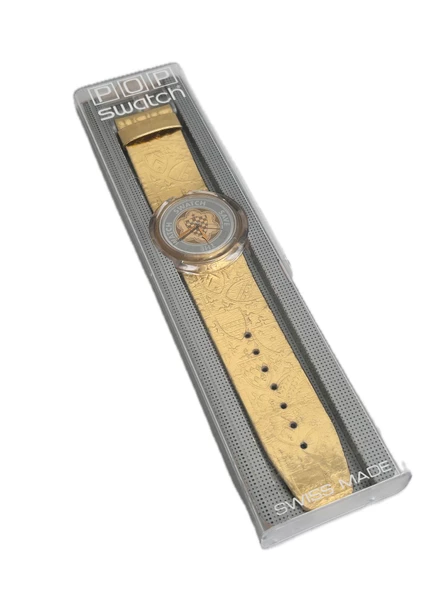 Swatch Pop Guinevere 46,5mm Deri Kordon 1992 Vintage Kol Saati (S-033) ürün görseli 1