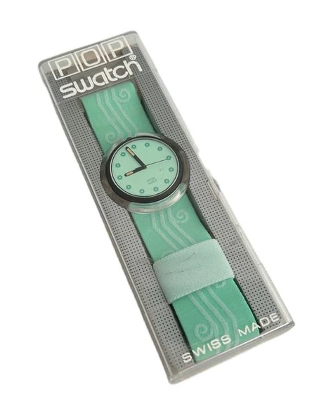 Swatch Pop Mint Sea 46,5mm Lastik Kordon 1992 Vintage Kol Saati (S-042) ürün görseli 1