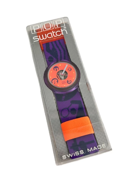 Swatch Pop Fitness Club 46,5mm Lastik Kordon 1992 Vintage Kol Saati (S-046) ürün görseli 1