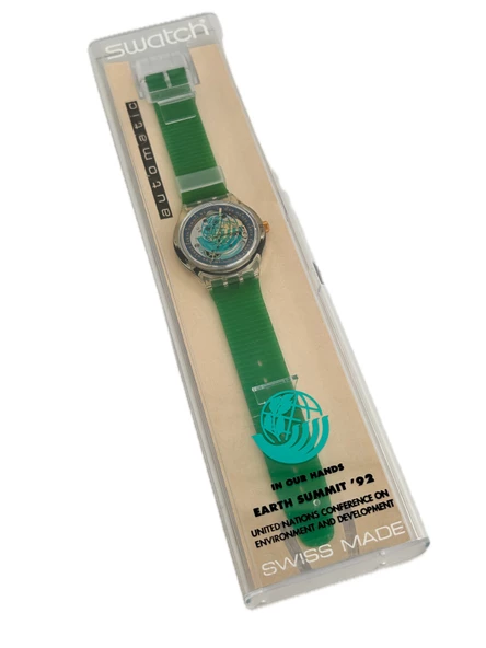 Swatch Automatic Earth 38,5mm Silikon Kordon 1992 Vintage Kol Saati (S-056) ürün görseli 1