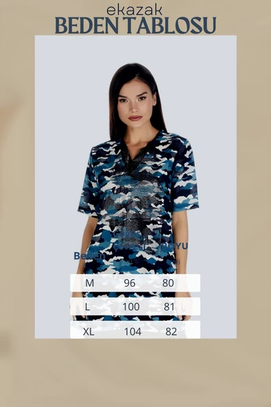 Kadın Turuncu Kamuflaj Poly Tunik - Resim 12