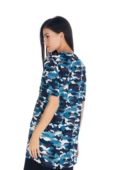Kadın Turuncu Kamuflaj Poly Tunik - Resim 9