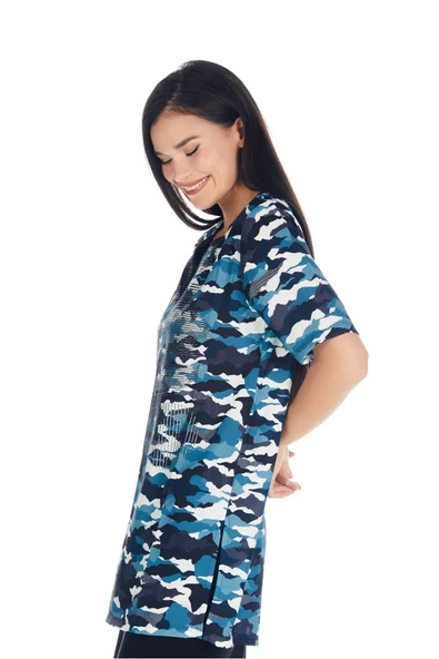 Kadın Turuncu Kamuflaj Poly Tunik - Resim 10