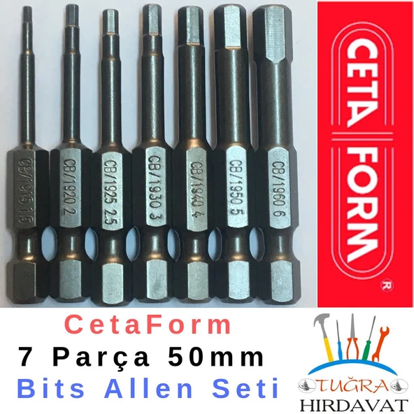 CetaForm 7 Adet x 5cm Takım Manyetik Bits Allen Alyan Matkap Ucu ürün görseli 1