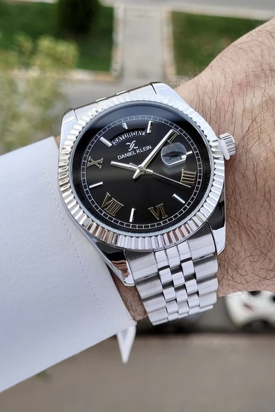 Daniel Klein DKISTE831 Kadranı Siyah Kordonu Gümüş Renk Takvim ve Gün Fonksiyonlu Erkek Kol Saati ürün görseli 1