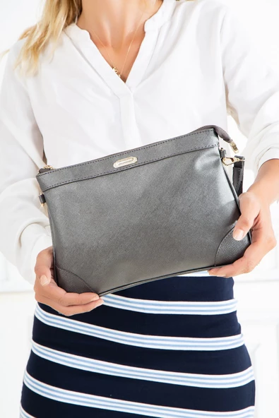 Prada Malzeme Uzun Kısa Askılı Platin Kadın Portföy Çanta ürün görseli 1
