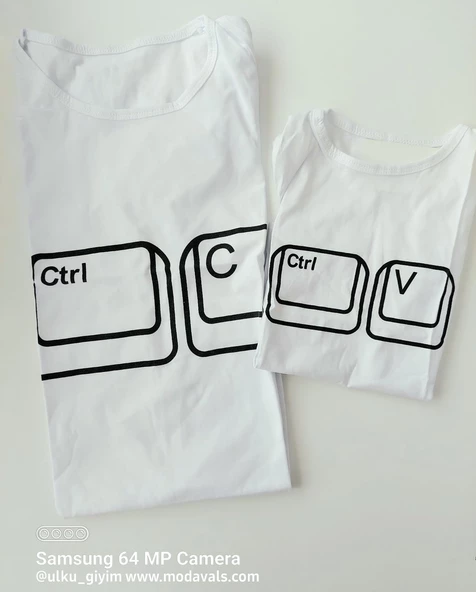 MODAVALS CTRL C/CTRL V BABA ÇOCUK TSHIRT AİLE KOMBİN - BEYAZ - Resim 3