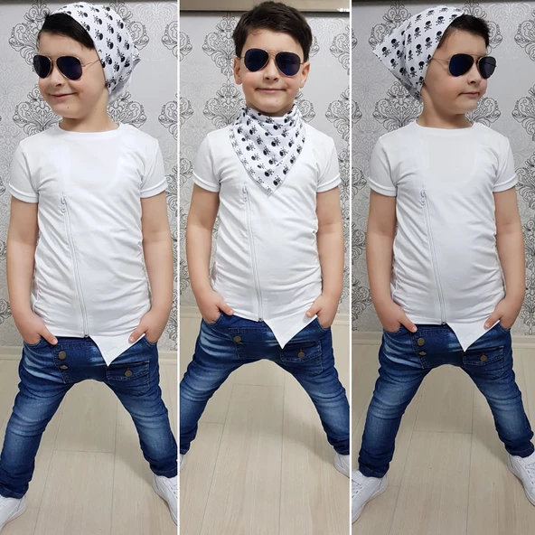 MODAVALS FERMUAR DETAYLI 3 PARÇA ERKEK ÇOCUK KOT TAKIM ürün görseli 1