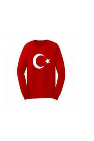 MODAVALS 23 NİSAN 19 MAYIS 29 EKİM 10 KASIM OKUL GÖSTERİ UNISEX GARSON BOY ÇOCUK AY YILDIZ BASKILI UZUN KOL BADİ - KIRMIZI ürün görseli 1