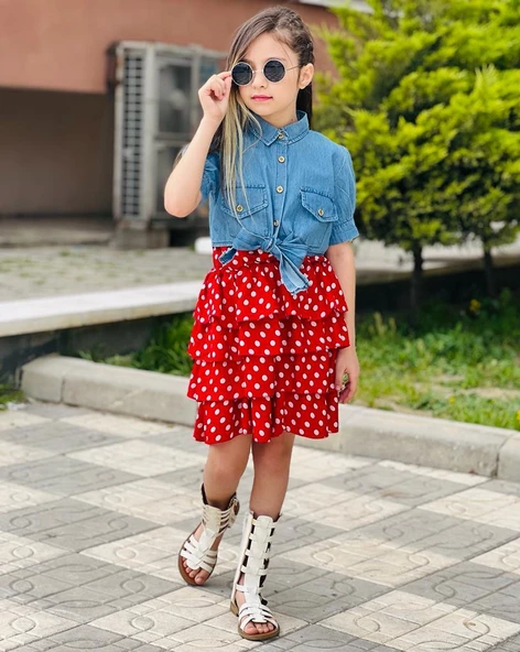 MODAVALS KIZ ÇOCUK KOT BOLEROLU PUANTİYE DETAYLI KIRMIZI ELBİSE 647892131 ürün görseli 1