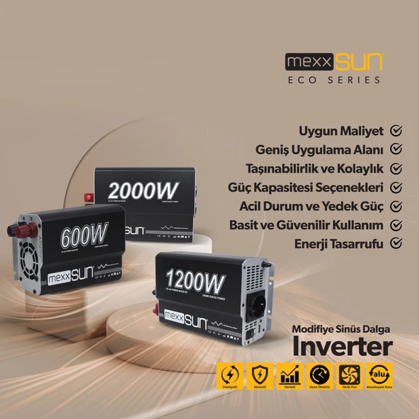 MEXXSUN Modifiye sinüs 12V 1200W inverter - Resim 5