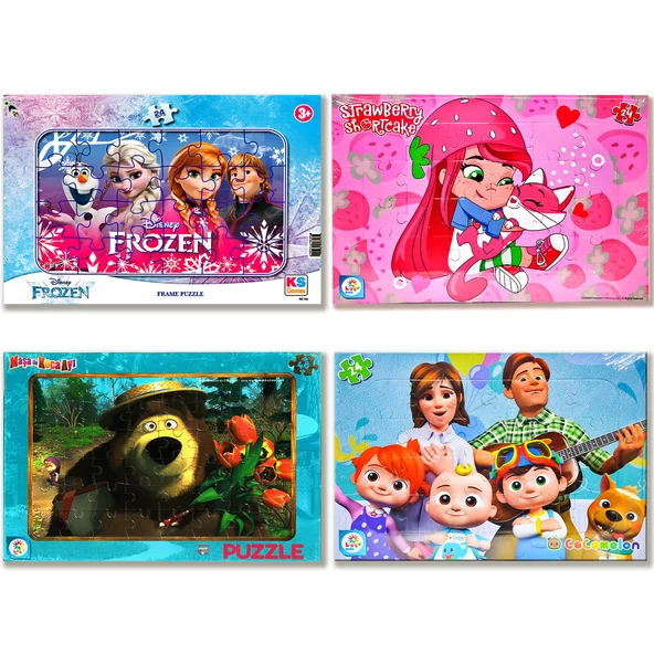 Frozen Elsa, Maşa İle Koca Ayı, Çilek Kız, Cocomelon Puzzle/Yapboz Set ürün görseli 1