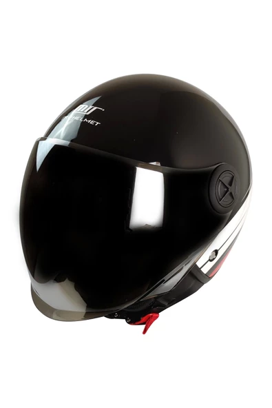 KASK MTS FX-101 MAT SİYAH/BEYAZ ÇENESİZ - Resim 4