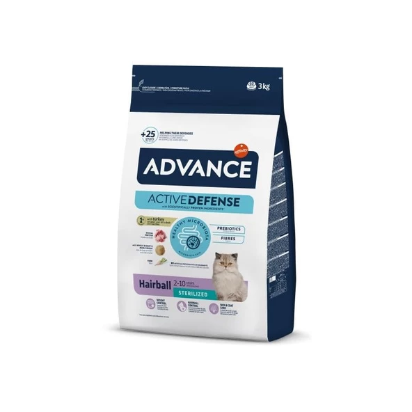 Advance Sterilized Hairball Hindili Kısır Kedi Maması 3 Kg ürün görseli 1