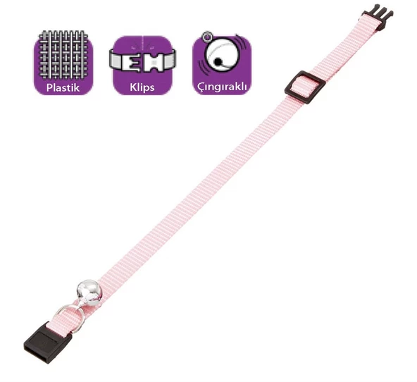 Karlie Boyun Tasma Çıngıraklı 30 Cm Toz Pembe ürün görseli 1