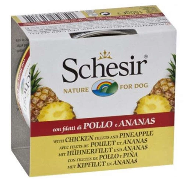 Schesir C371 Jelly Tavuk Etli ve Ananas Köpek Konservesi 150 Gr ürün görseli 1