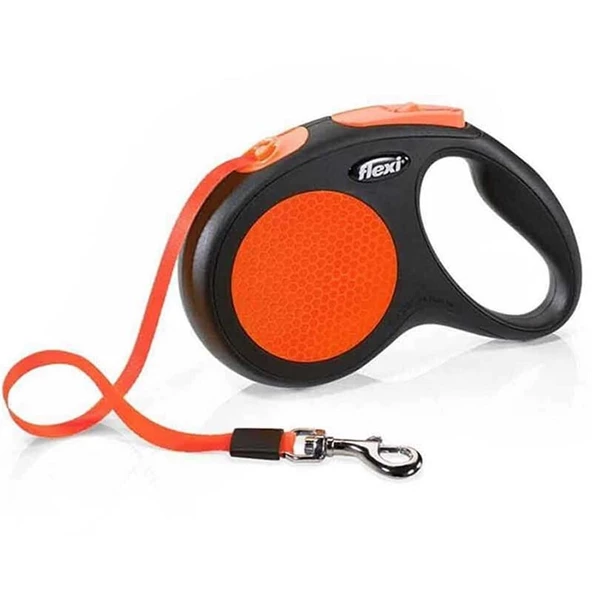 Flexi New Neon Turuncu Otomatik Köpek Gezdirme Kayışı 5 Metre Medium ürün görseli 1