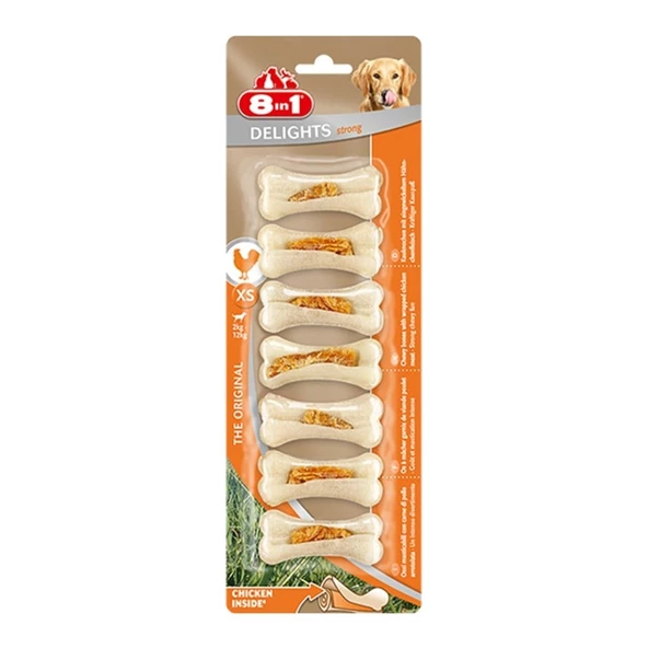 8 İn 1 Delights Strong XS Köpek Çiğneme Xs Kemik (7 Adet) 140Gr ürün görseli 1