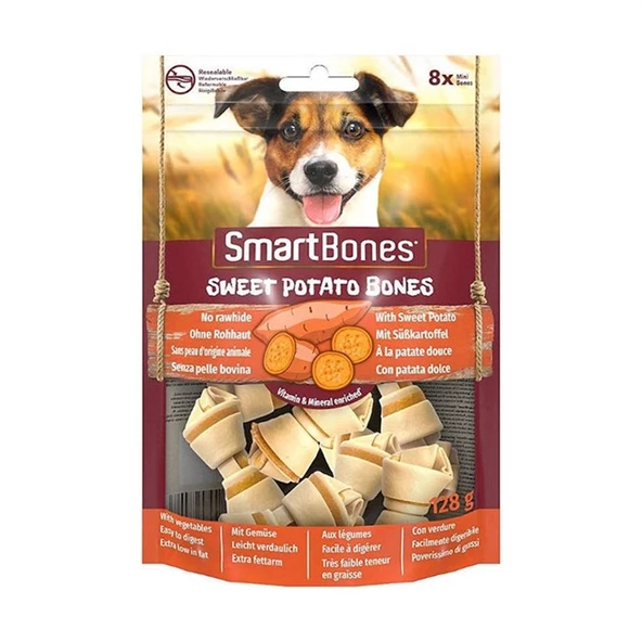 SmartBones Tavuklu Tatlı Patatesli Mini Düğüm Kemik 8'li 128gr ürün görseli 1