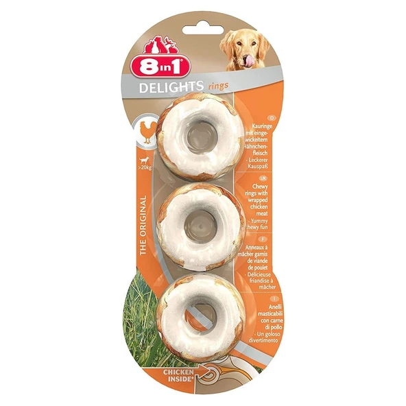 8in1 Delights Rings Köpekler İçin Ağız Bakım Kemiği Halka 3 Adet ürün görseli 1