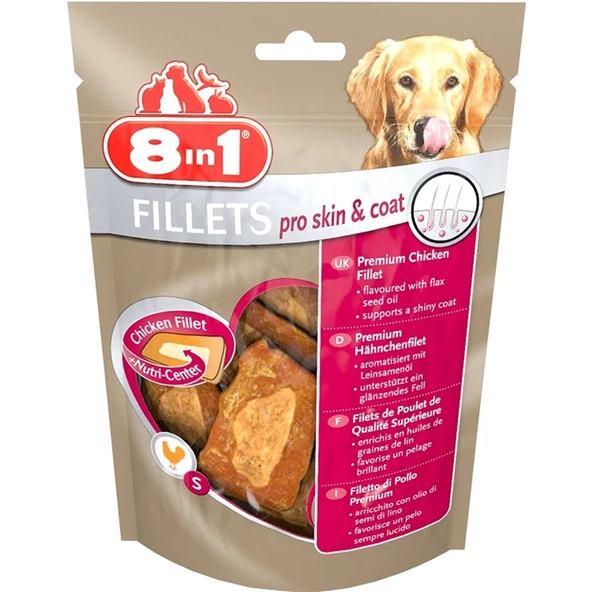 8in1 Fillets Pro Skin ve Coat Keten Tohumu Yağlı Köpek Ödülü 80Gr ürün görseli 1