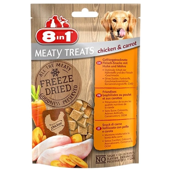 8in1 Freeze Dried Tavuklu Havuçlu Doğal Ödül 50 Gr ürün görseli 1