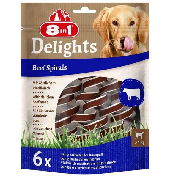 8in1 Smart Delights Beef Spirals Biftekli Burgu Köpek Ödülü 6lı ürün görseli 1