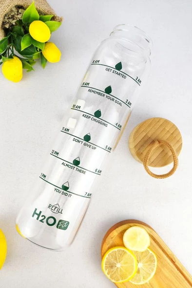 Digithome H2O Fit Bambu Kapaklı Cam Matara 1000 Ml - H2O75992 C1-1-18 ürün görseli 1