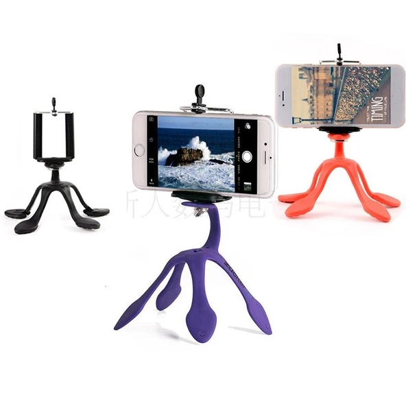 Esnek Kıvrılabilir Elastik Mini Ahtapot Tripod Stand-Pembe - Resim 2