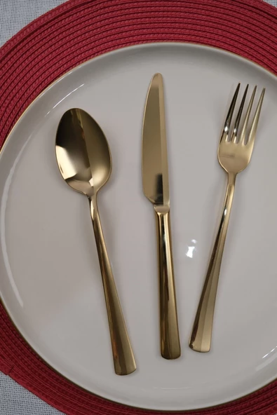 Lugga Nida Gold Tatlı Çatal Kaşık Bıçak Takımı 6 Kişilik 18 Parça ürün görseli 1