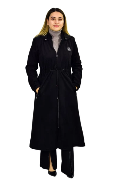 Kadın Kışlık Cepli Fermuarlı Kapüşonlu Süet Kap Tunik BGL-ST03306 ürün görseli 1