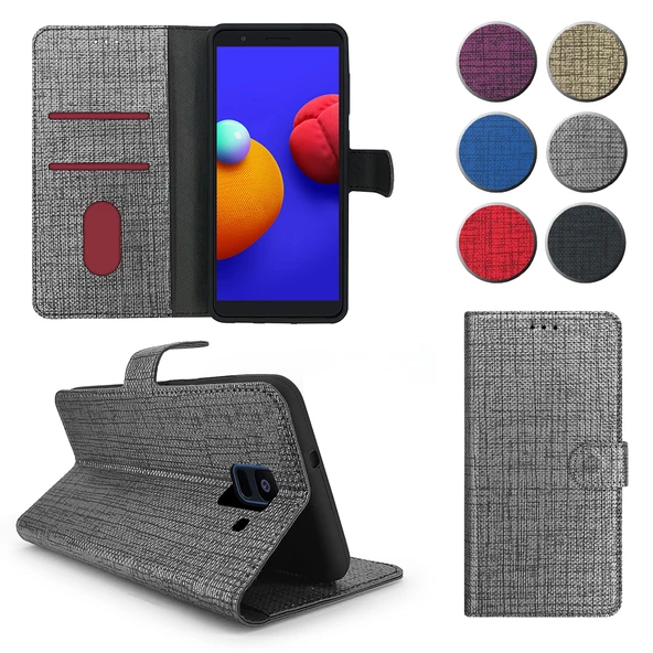Samsung Galaxy A6 (A600) Kılıf FitCase Fabric Kapaklı Cüzdanlı ürün görseli 1