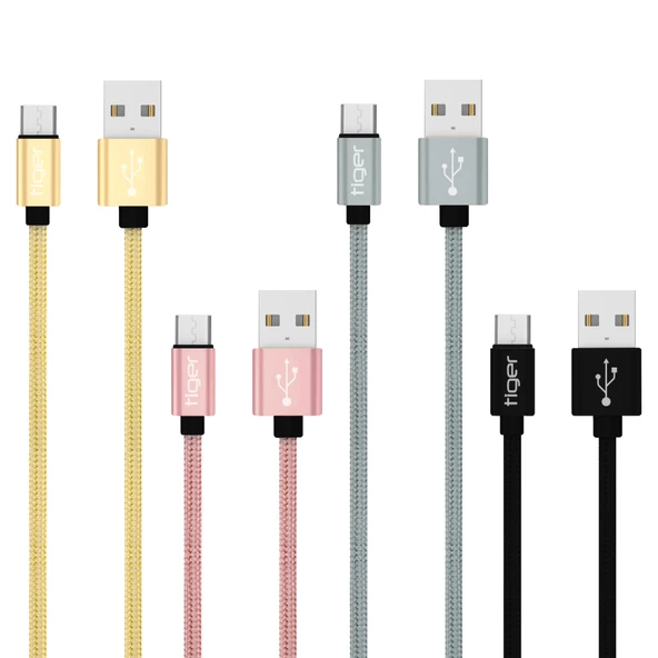 Tiger Micro USB 3.0A 1mt Örgü-Halat Hızlı Şarj USB Kablo TUC-A86 ürün görseli 1