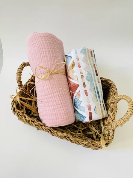 2 Adet 4 Katlı Ve 2 Katlı Çok Amaçlı Müslin Bezi Örtü Battaniye P6597S18503 ürün görseli 1