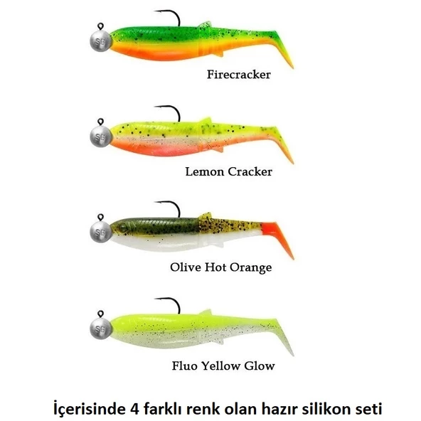 Savage Gear Cannibal Shad 8cm 5gr+7.5gr #2/0 Dark Water 4+4 Adet Silikon Seti ürün görseli 1