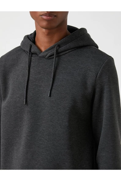 Basic Kapşonlu Sweatshirt Şardonlu - Resim 10