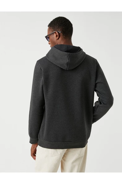Basic Kapşonlu Sweatshirt Şardonlu - Resim 8