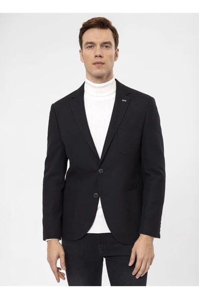 Süvari Slim Fit Siyah Erkek Armürlü Ceket CT2021600310 ürün görseli 1