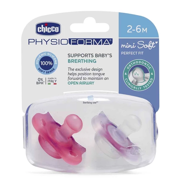 Chicco PhysioForma Mini Soft 2'li Emzik 2-6 Ay Kız ürün görseli 1