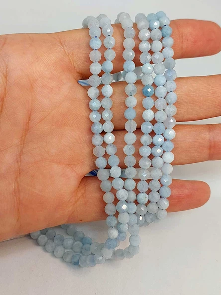 Akuamarin Taşı Faset Kesim Dizi 4mm ürün görseli 1
