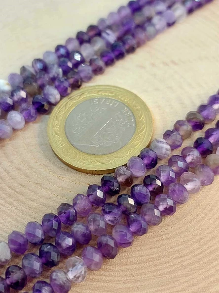 Ametist Taşı Rondela Faset Kesim Dizi 3*4.5mm (45234) ürün görseli 1