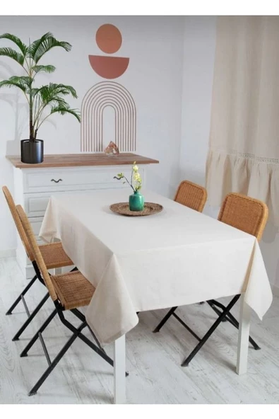 MÖ1 Organik Ham Keten Masa Örtüsü 160x220 Cm ürün görseli 1