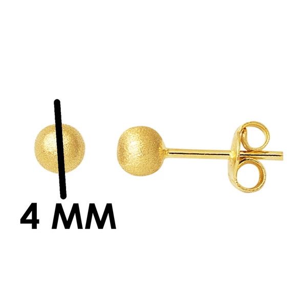14 Ayar Altın Mat Top Küpe 4 mm. - Resim 7