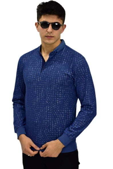 Erkek Polo Yaka Sweatshirt R2250 BGL-ST03196 ürün görseli 1