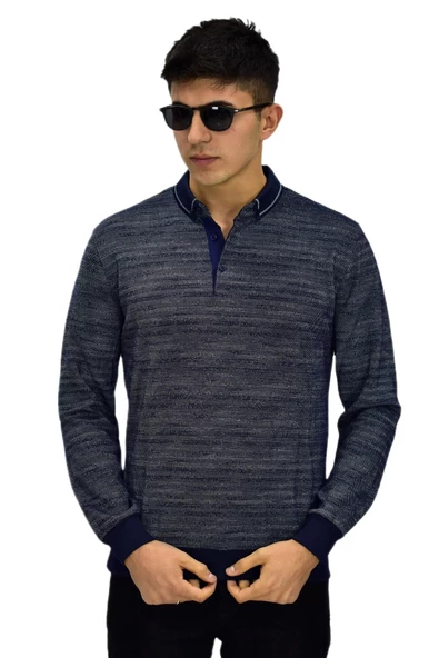 Erkek Polo Yaka Sweatshirt R2252 BGL-ST03199 ürün görseli 1