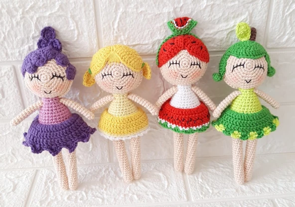 Meyveli Kızlar Takımı Amigurumi Organik Oyuncak ürün görseli 1