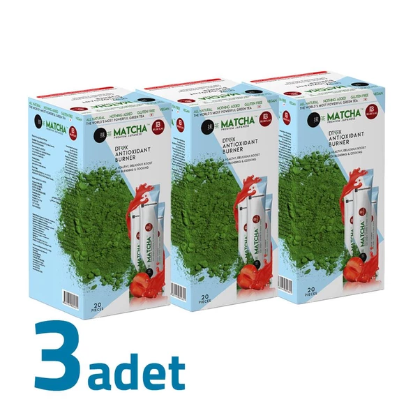 Matcha Premium Japanese Maça Çayı Çilekli Orijinal Bandrollu 20Ad X 3Kutu ürün görseli 1