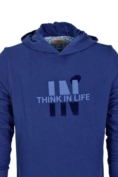 Erkek Kapüşonlu Baskılı Basic Sweatshirt R2222 BGL-ST03194 - Resim 5